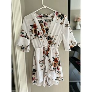 White Floral Romper S/M